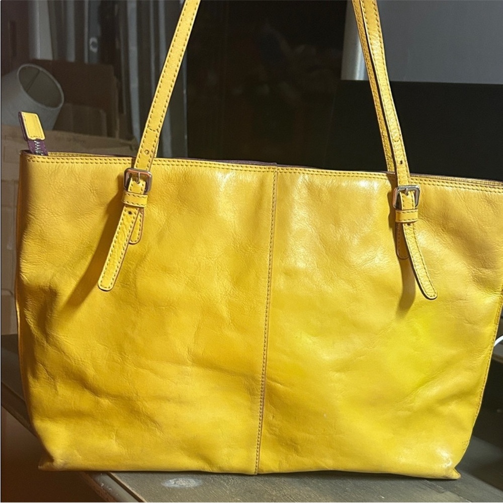 HOBO Yellow Leather Tote Bag - Statement Bag